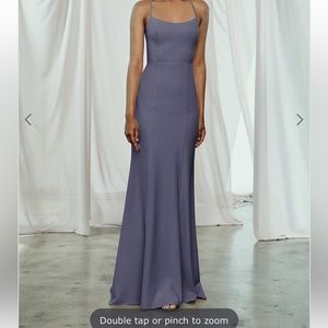 Amsale Taryn gown in slate blue